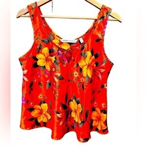 Vintage Victorias Secret 90’s Floral Burnt Orange Lightweight Tank‎ Top Size M
